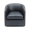 Trenton Swivel Arm Chair - Midnight Blue - as Pic