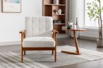 Leisure Chair with Solid Wood Armrest and Feet, Mid-Century Modern Accent chair, for Living Room Bedroom Studio chair - as Pic