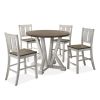 Counter Height Dining 5pc Set Antique White Rustic Style Table Two-Tone Design 4x Chairs Dining Room Furniture