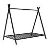 Black Metal Twin Size Tent Shaped Playhouse Slat Bed Frame