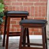 30" Bar Stool, Espresso Finish, Black Leather Seat