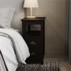Brown Narrow Night Stand Bedside End Table With Two Drawers And Open Shelf