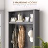 Storage Cabinet Hall Tree Entryway Bench with Coat Rack, Gray-AS