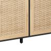 62.20"Elegant and Functional 4-Door Rattan Decorative Storage Cabinet,for Bedroom,Living Room,Office,Easy Assembly,Black