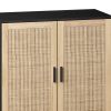 62.20"Elegant and Functional 4-Door Rattan Decorative Storage Cabinet,for Bedroom,Living Room,Office,Easy Assembly,Black