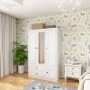 Armoire Wardrobe Closet Wooden with 3 Doors, Hanging Rods, 2 Drawers, Storage Cabinet and Mirror Large Capacity Large Wardrobe Closet for Bedroom