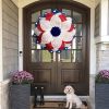 Wreaths for Front Door Modern Ndependence Day Wreath Patriot Wreath American Flag Red New Year Lights Fall Wreath with Pumpkins - Red - One Size