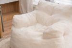010-Soft Teddy Fabric Tufted Foam Bean Bag Chair With Teddy Fabric Ivory White - as Pic