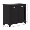 HOMCOM Dual Tilt out Laundry Hamper Cabinet, Bathroom Storage Cabinet with 2-Compartment Hamper, Modern Floor Cabinet for Washroom, Black