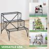 2-Tier Stair Style Metal Plant Stand for Indoor and Outdoor