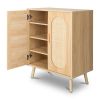 Modern Wood Rattan Shoe Storage Cabinet for Bedroom, Entry, Mudroom