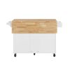 Kitchen Island with Drop Leaf Countertop, Rolling Kitchen Island Cart , Barn Door Kitchen Island Table with Storage Cabinet and Tower Rack
