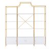 78 Inch 4 Tiers Home Office Bookcase Bookshelf, Storage Cabinet Display Shelf, X Bar Gold Frame