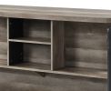Antique Oak and Sandy Grey 5-Shelf Kitchen Island