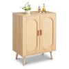 Modern Wood Rattan Shoe Storage Cabinet for Bedroom, Entry, Mudroom