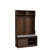 Dark brown, Column Coat Rack with Storage Shoe Cabinet