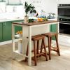 Solid Wood Rustic 3-piece 45" Stationary Kitchen Island Set with 2 Seatings