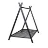 Black Metal Twin Size Tent Shaped Playhouse Slat Bed Frame