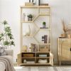 Rattan bookshelf 7 tiers Bookcases Storage Rack with cabinet for Living Room Home Office, Natural, 39.4'' W x 13.8'' D x 75.6'' H. - as picture