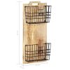 Wall-mounted Magazine Rack 13"x3.9"x26.4" Solid Rough Mango Wood