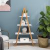 Solid bamboo wood oxford 'A'frame ladder display bookshelf - as picture