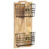Wall-mounted Magazine Rack 13"x3.9"x26.4" Solid Rough Mango Wood