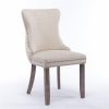 Furniture,Upholstered Wing-Back Dining Chair with Backstitching Nailhead Trim and Solid Wood Legs,Set of 2, Beige,SW8809BG,KD - as picture