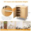 Modern Wood Rattan Shoe Storage Cabinet for Bedroom, Entry, Mudroom
