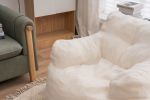 010-Soft Teddy Fabric Tufted Foam Bean Bag Chair With Teddy Fabric Ivory White - as Pic
