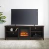 Modern Transitional Wood 70" Fireplace TV Stand for 80" TVs with 2 Shelves - Espresso - as Pic