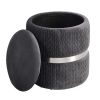 Techni Mobili Modern Velvet Round Ottoman with Storage, Grey