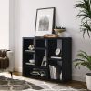 Open Wooden Open Shelf Bookcase, Freestanding Display Storage Cabinet with 7 Cube Storage Spaces, Floor Standing Bookshelf, Entryway