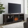 Modern Transitional Wood 70" Fireplace TV Stand for 80" TVs with 2 Shelves - Espresso - as Pic