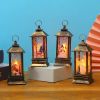 1pc Christmas Lantern Decoration; Vintage Style Hanging Electric Candle Oil Lamp; Christmas Ornaments For Tables & Desks; Holiday Home Decor - White E