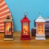 1pc Christmas Lantern Decoration; Vintage Style Hanging Electric Candle Oil Lamp; Christmas Ornaments For Tables & Desks; Holiday Home Decor - Golden,