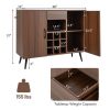 Mid-century Modern Buffet Sideboard Server Cabinet with 9-Bottle Wine Rack