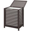 HOMCOM Bamboo Laundry Hamper with Lid, Laundry Basket with Removable Liner Bag, Dirty Clothes Hamper, 19.75 x 14.25 x 23.5 Inches, Coffee