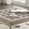 Beige and Champagne Cocktail Tufted Ottoman