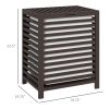 HOMCOM Bamboo Laundry Hamper with Lid, Laundry Basket with Removable Liner Bag, Dirty Clothes Hamper, 19.75 x 14.25 x 23.5 Inches, Coffee