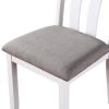 Modern White Solid wood 5pc Dining Set Table 4x Chairs Gray Fabric Cushions Seats Chairs Dining Room