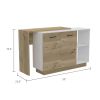 Chesterfield 2-Shelf 1-Drawer 3-Division Kitchen Island White