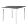 Modern White Solid wood 5pc Dining Set Table 4x Chairs Gray Fabric Cushions Seats Chairs Dining Room