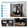 3 in 1 Coat Rack with Entryway Bench and Hooks and Enclosed Cabinet