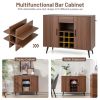 Mid-century Modern Buffet Sideboard Server Cabinet with 9-Bottle Wine Rack