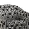 Grey and Black Hexagon Print Barrel Back Accent Chair - as Pic