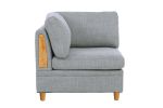 Living Room Furniture Corner Wedge Light Grey Dorris Fabric 1pc Cushion Wedge Sofa Wooden Legs - as Pic