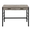 Light Weathered Oak and Black Writing Desk with 2 Drawers