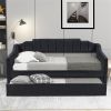 Modern Black Upholstered Twin Daybed Sofa Bed with Trundle