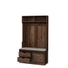 Dark brown, Column Coat Rack with Storage Shoe Cabinet