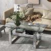 W 39.4" X D 19.7 " X H 17.7" Transparent tempered glass coffee table, coffee table - as picture